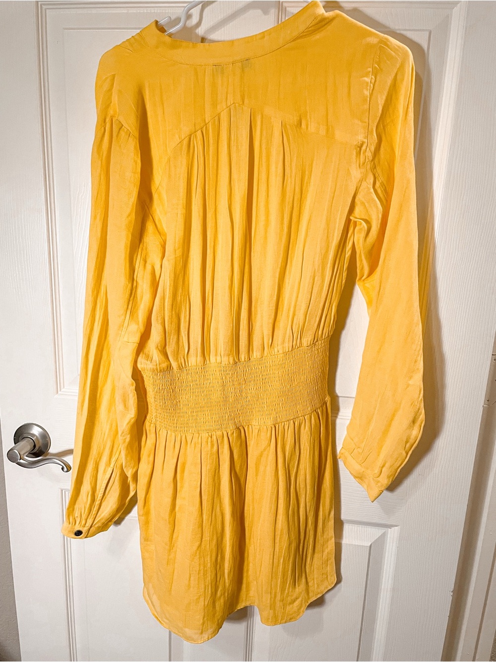 rag & bone Calista Silk-blend Mini Dress In Yellow Smocked-waist - Picture 4 of 8